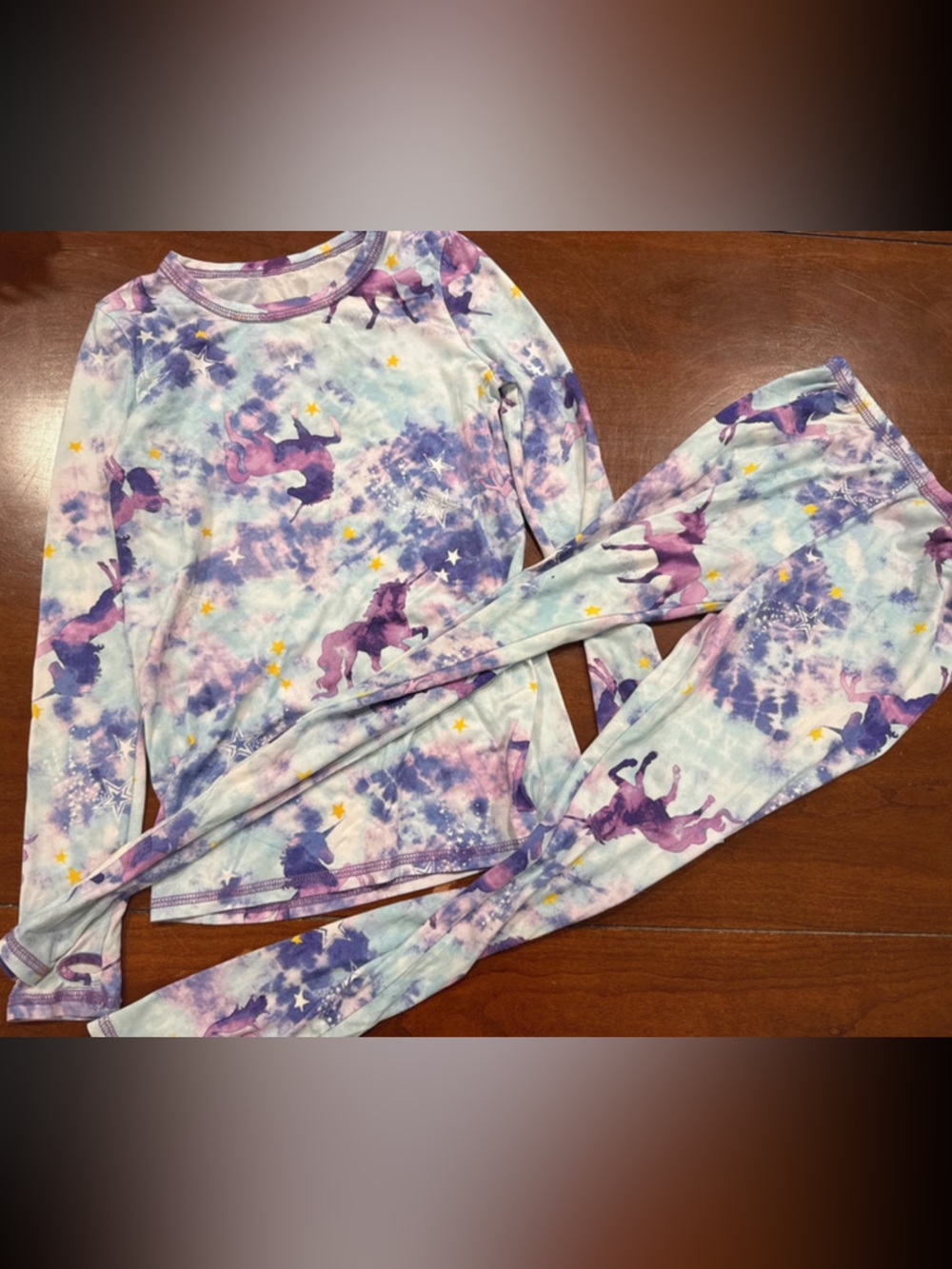 Rare Cuddl Duds base layer set girls size  6-7 Unicorn Print thermal wear